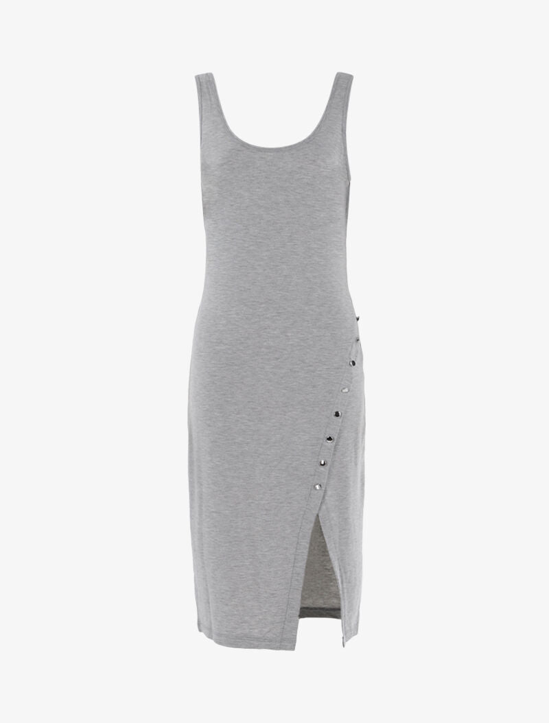 Robe basique à boutonnière - gris clair - 1