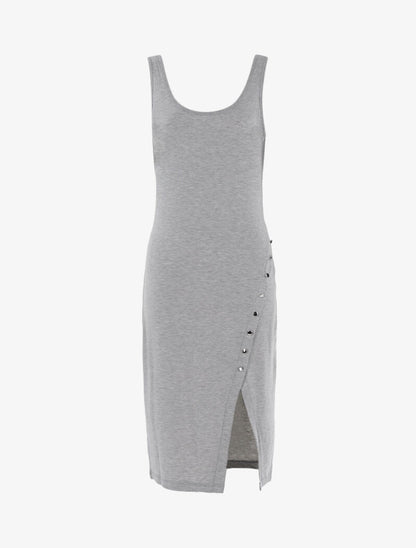 Robe basique à boutonnière - gris clair - 1