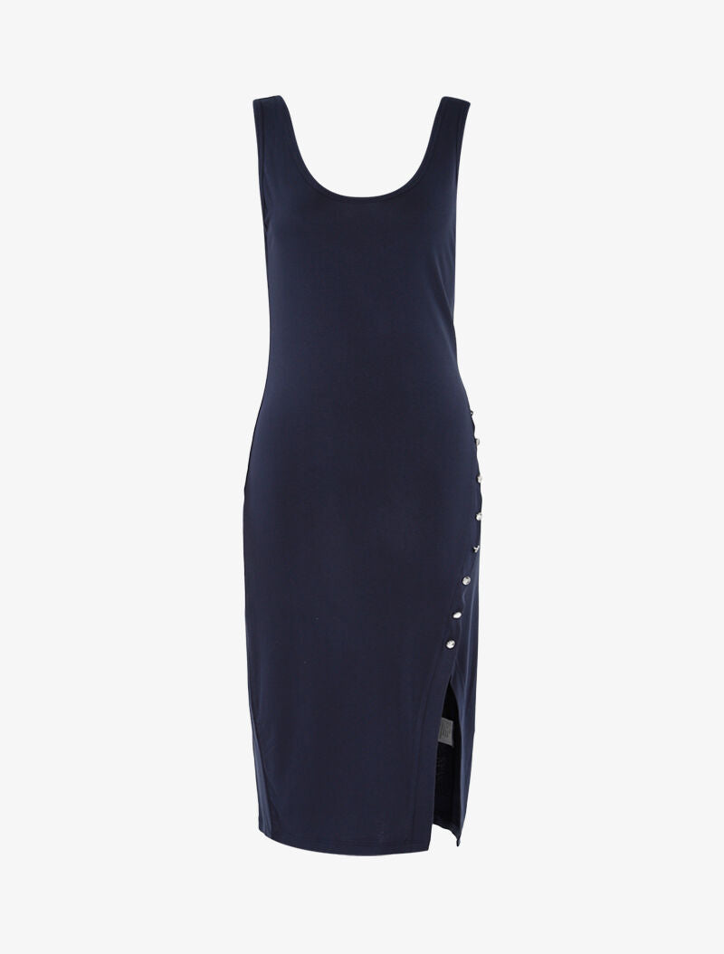 Robe basique à boutonnière - marine - 1