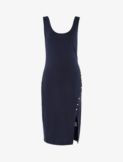 Robe basique à boutonnière - marine - 1