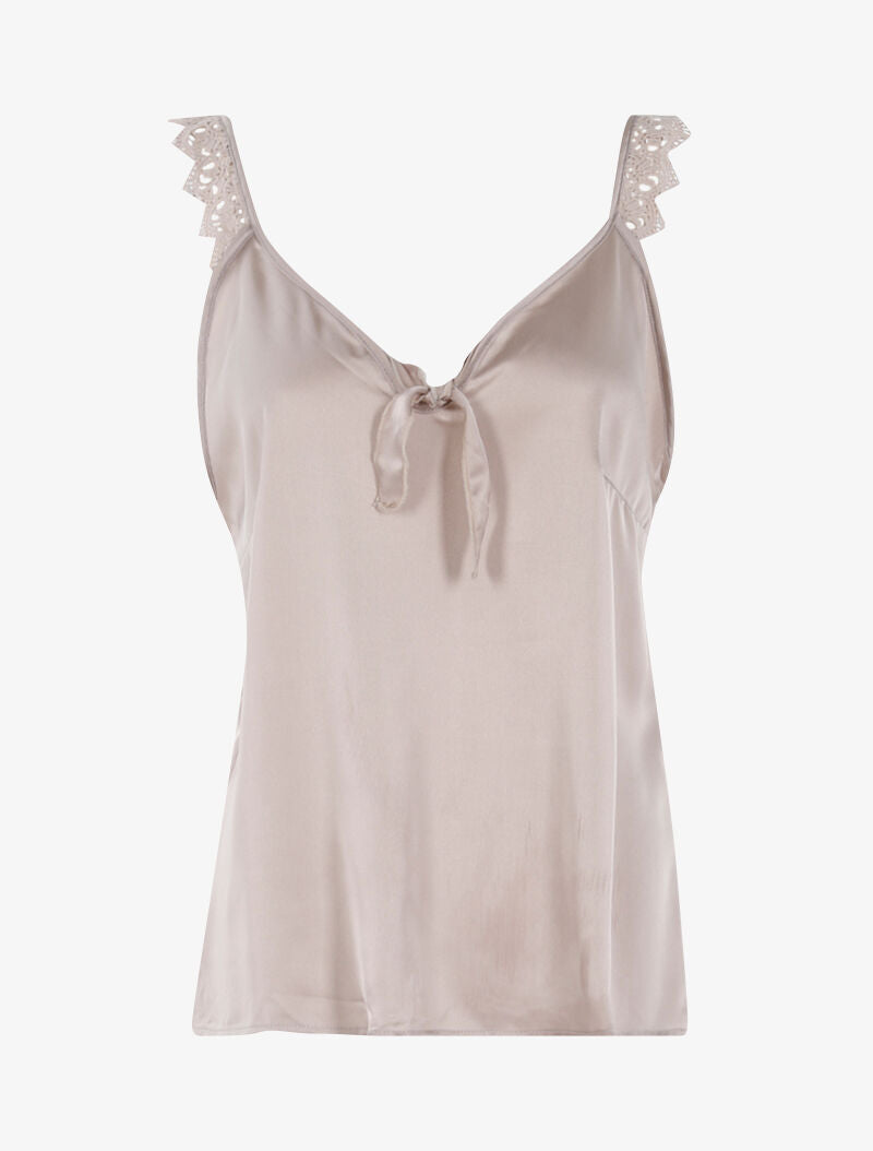 Débardeur à bretelles détails crochet - beige - 3