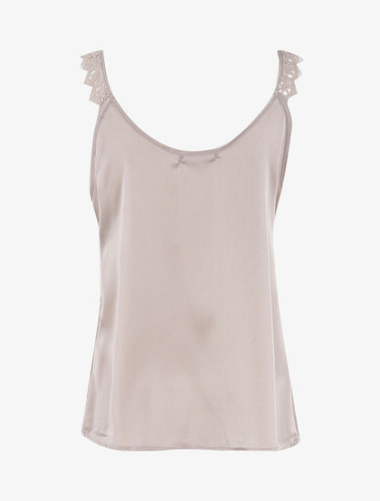 Débardeur à bretelles détails crochet - beige - 2