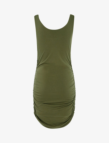 Robe moulante à côtés froncés - kaki - 2