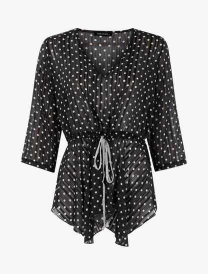 Top style tunique à imprimé pois - noir/blanc - 1