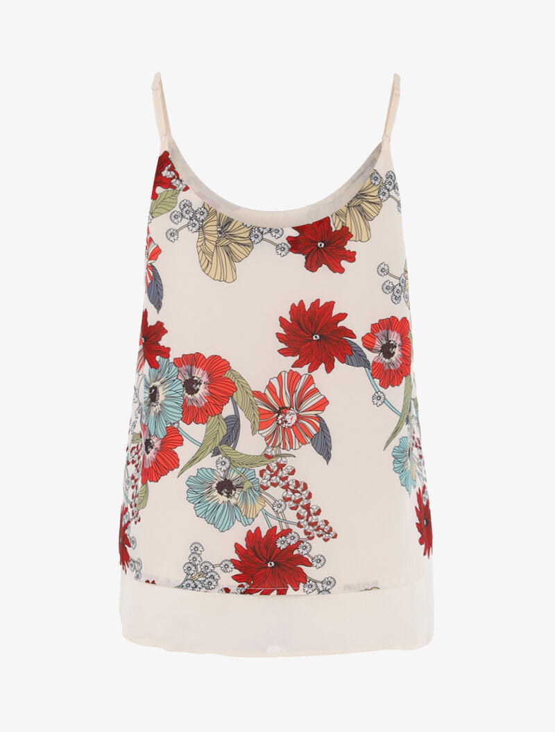Top à imprimé fleurs graphiques - beige - 2