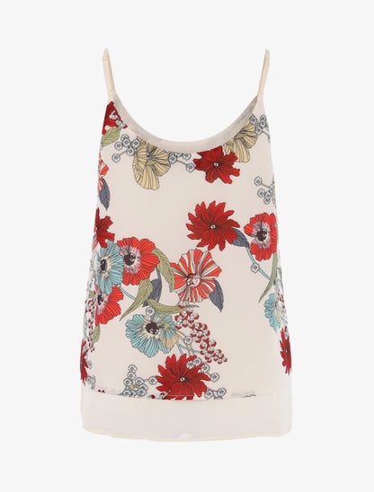 Top à imprimé fleurs graphiques - beige - 2