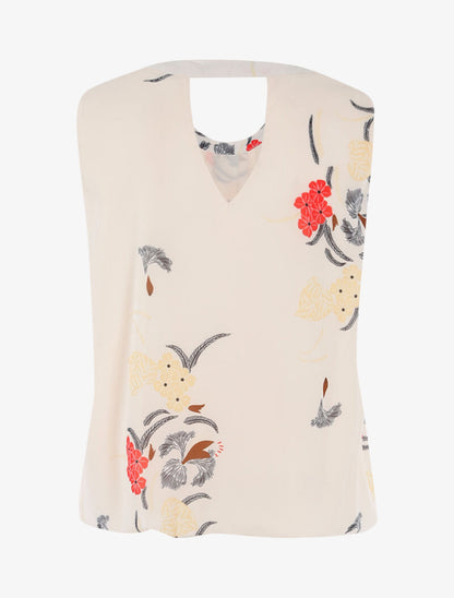 Top boule à imprimé floral - beige - 2