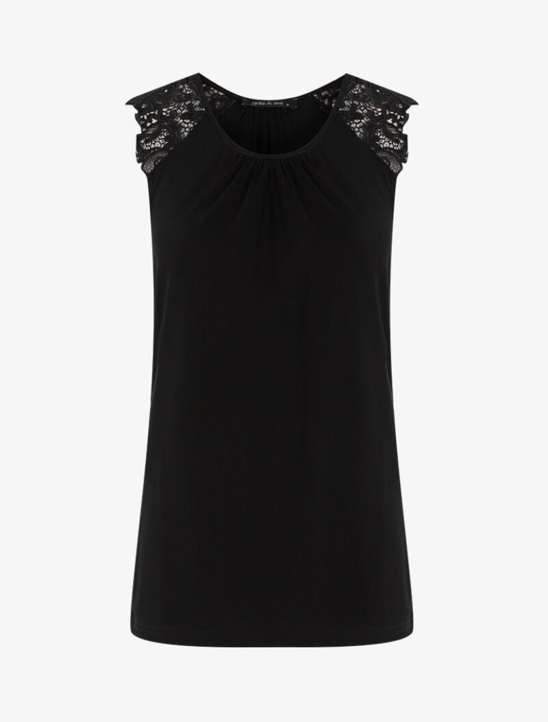 Top à épaules en crochet - noir - 3