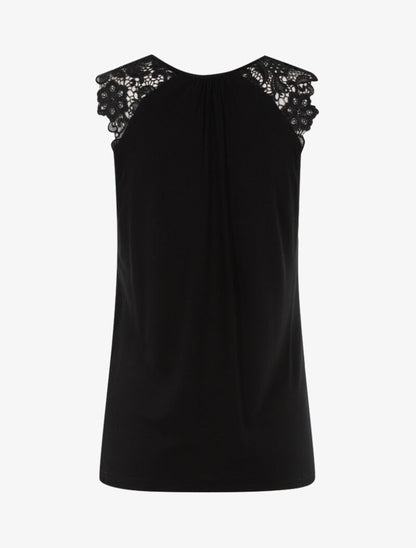 Top à épaules en crochet - noir - 2