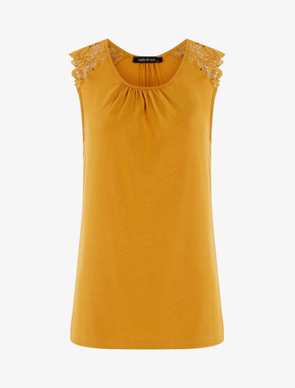 Top à épaules en crochet - jaune - 1