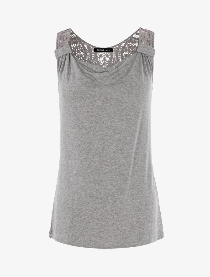Top col bénitier à dos en crochet - gris clair - 1