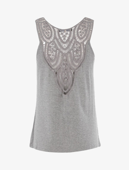 Top col bénitier à dos en crochet - gris clair - 2