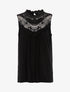 Top à décolleté en tulle et crochet - noir - 3