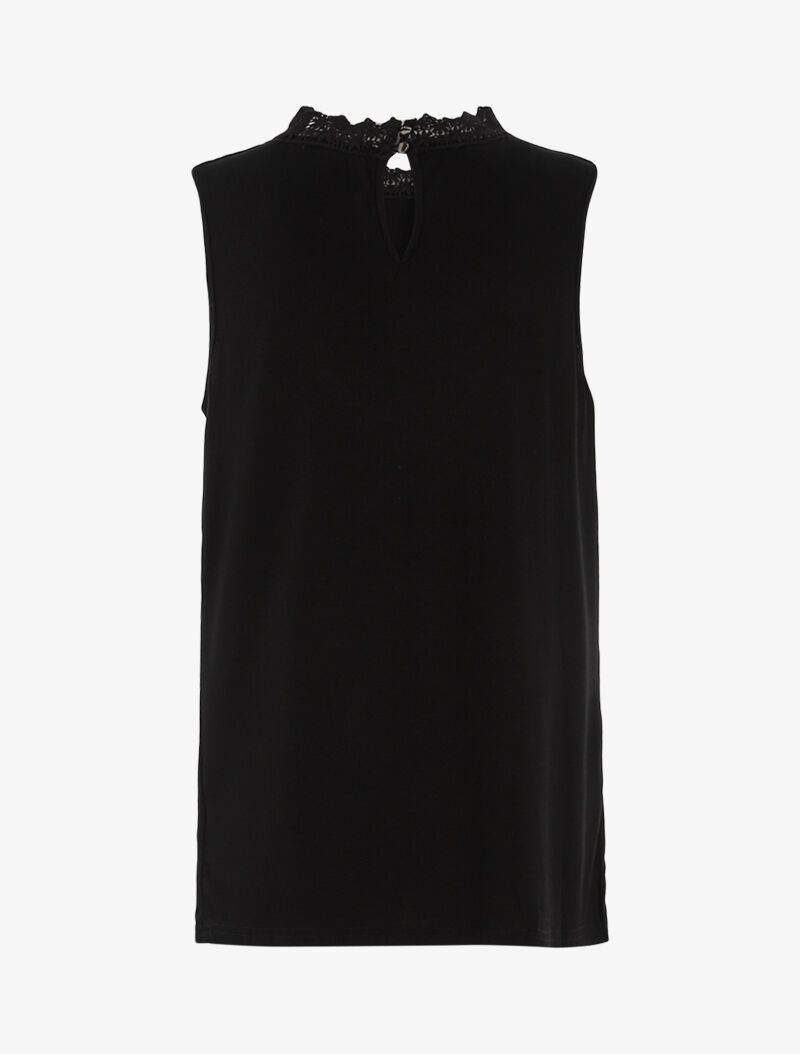 Top à décolleté en tulle et crochet - noir - 2