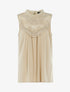 Top à décolleté en tulle et crochet - beige - 1