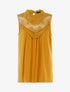 Top à décolleté en tulle et crochet - jaune - 3