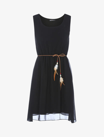 Robe fluide ceinturée - noir - 1