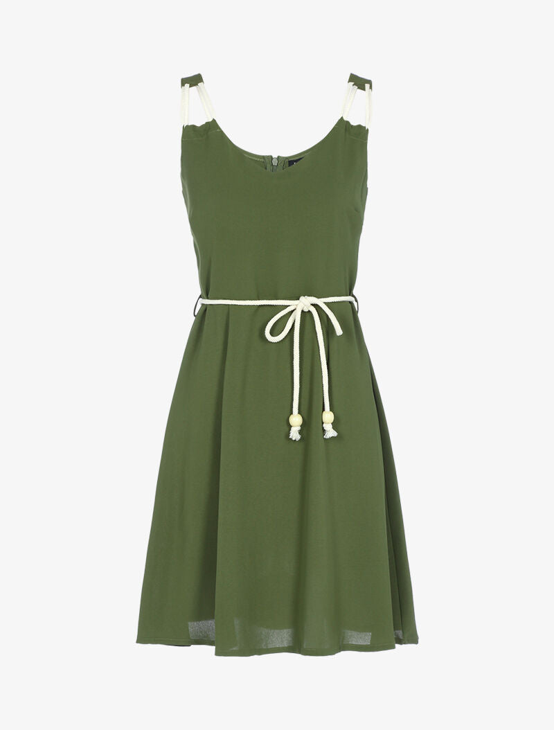 Robe à bretelles style corde - kaki - 3