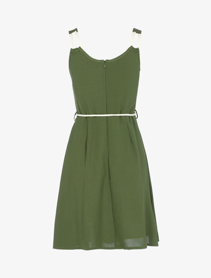 Robe à bretelles style corde - kaki - 2