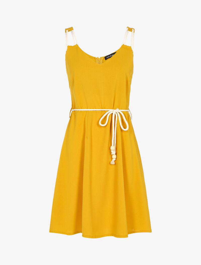 Robe à bretelles style corde - jaune - 3