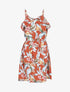 Robe imprimée à encolure volantée - orange - 1