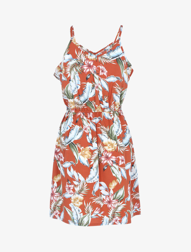Robe imprimée à encolure volantée - orange - 2