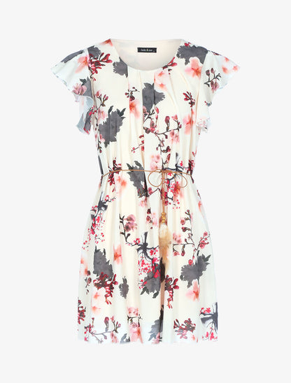 Robe trapèze à imprimé fleuri - beige - 3
