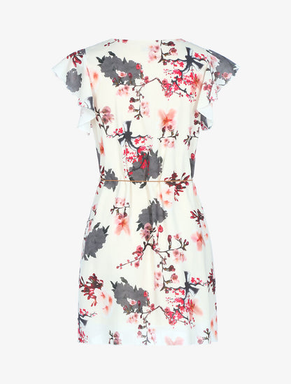 Robe trapèze à imprimé fleuri - beige - 2