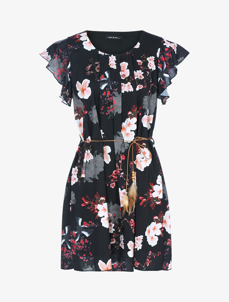 Robe trapèze à imprimé fleuri - noir - 3