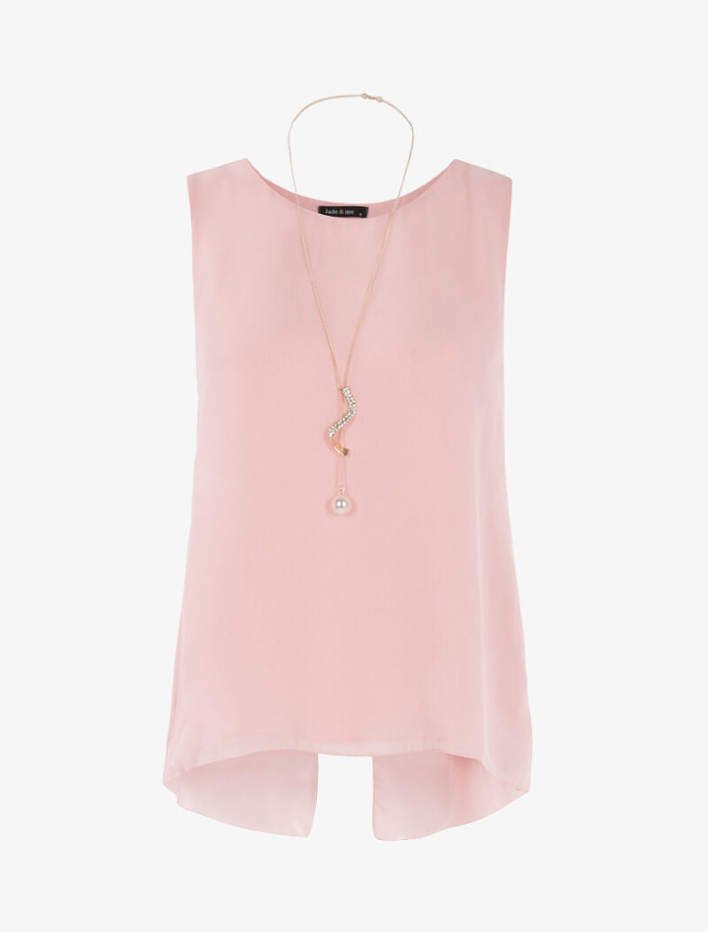 Top asymétrique en voile - rose - 1