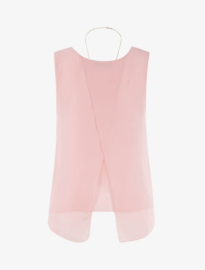 Top asymétrique en voile - rose - 2