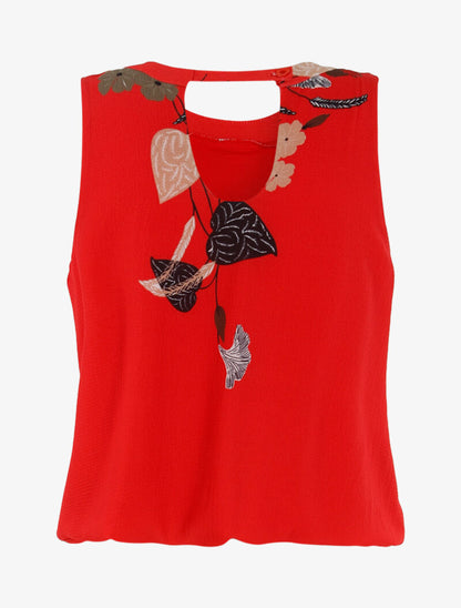 Top coupe boule fleuri - rouge - 2