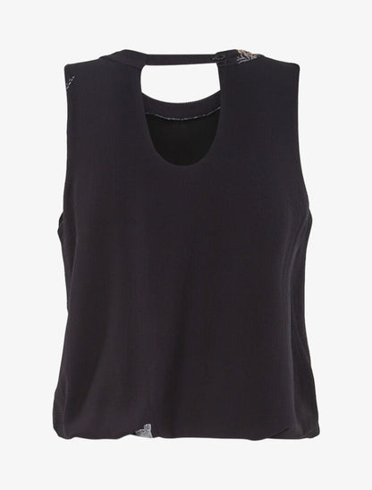 Top coupe boule fleuri - noir - 2
