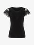 T-shirt à empiècement crochet - noir - 1