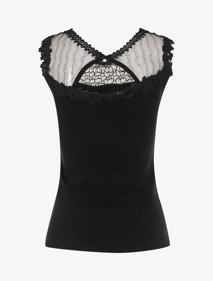 Top à détails ajourés en crochet - noir - 2
