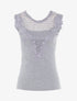 Top à détails ajourés en crochet - gris clair - 1