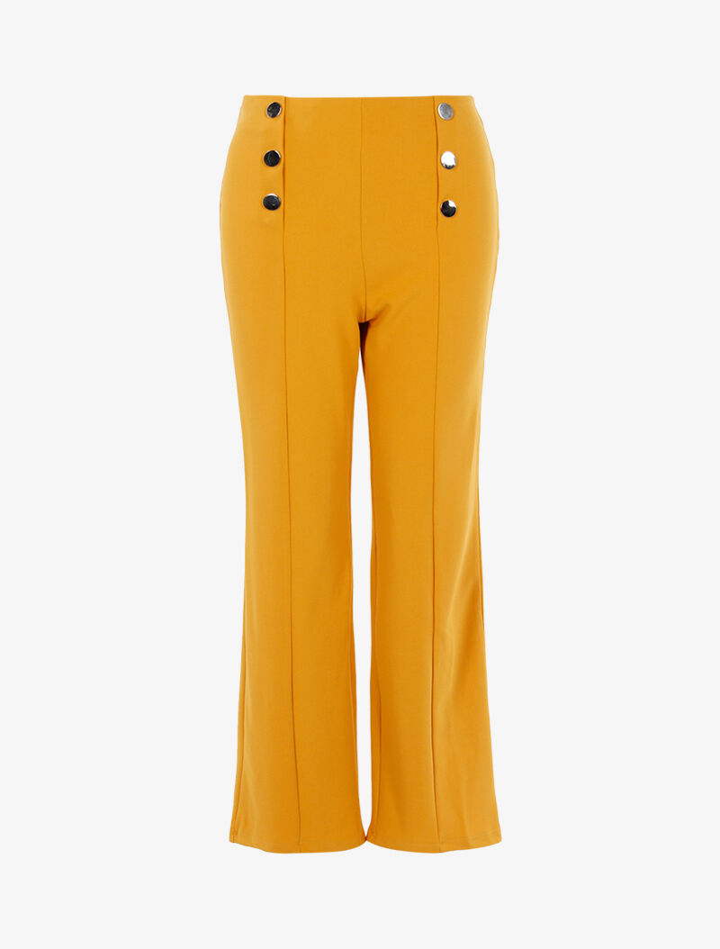 Pantalon fluide à boutons décoratifs - jaune - 3
