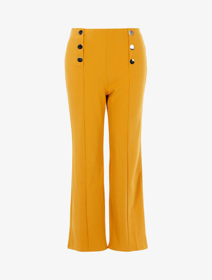 Pantalon fluide à boutons décoratifs - jaune - 3
