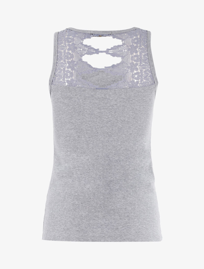 Débardeur strass en forme de poche - gris chiné - 2