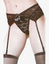 Porte-jarretelles en dentelle fleurie - noir - 1