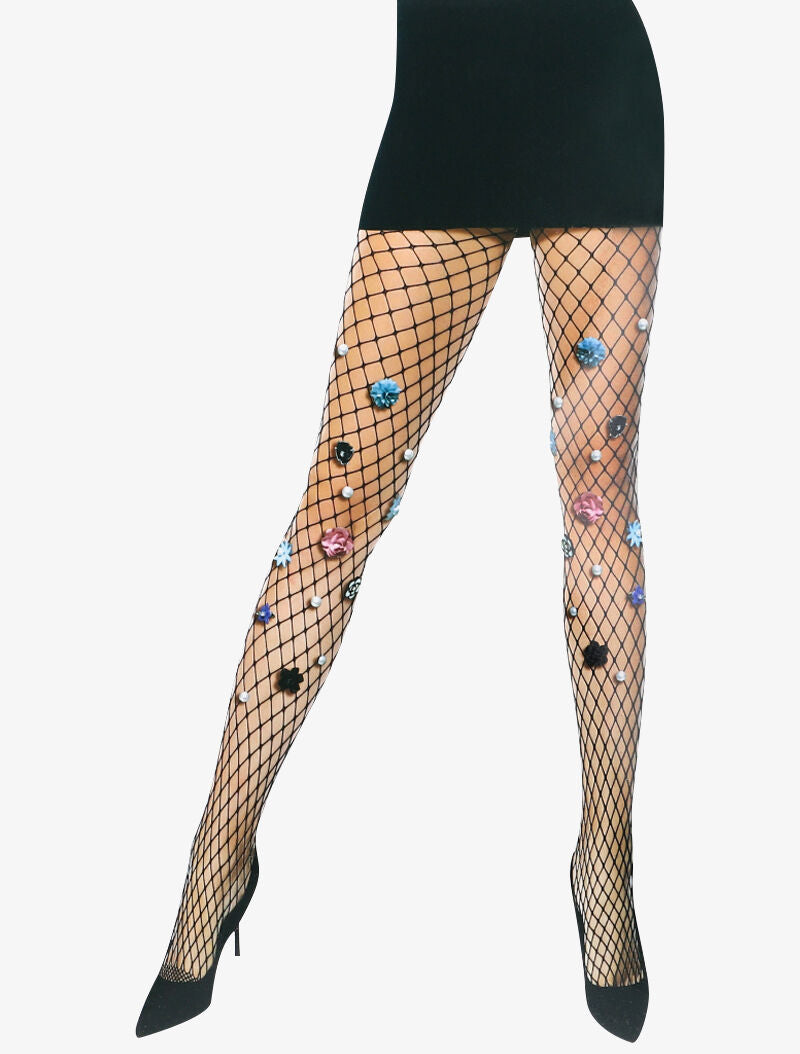 Collants résille à détails amovibles - noir - 1