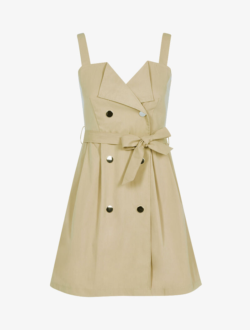 Robe à boutons décoratifs - beige - 3