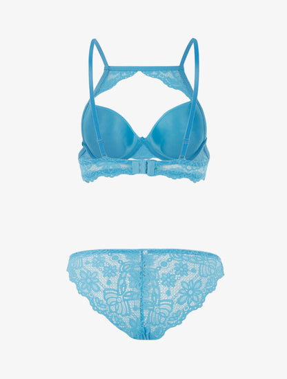 Ensemble à bande dentelle et tanga - turquoise - 2