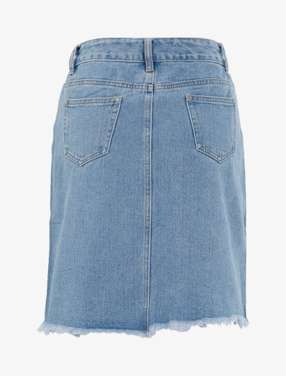 Jupe trapèze destroy - bleu denim - 2