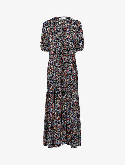 Robe chemise à imprimé fleurs colorées - noir - 3