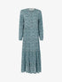 Robe longue trapèze fleurie - bleu - 1