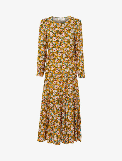 Robe fluide à imprimé champêtre - jaune - 3