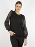 Pull à manches bouffantes stylisées - noir - 4