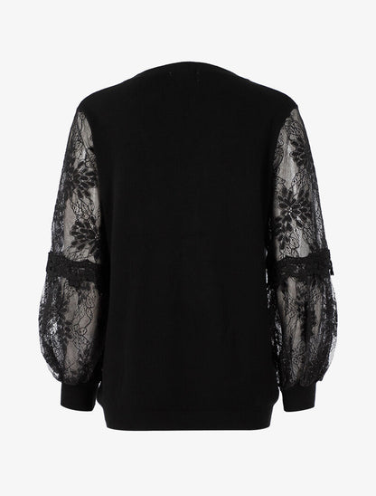 Pull à manches bouffantes stylisées - noir - 3