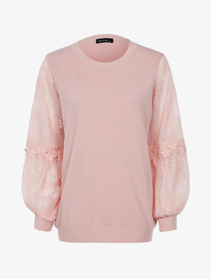 Pull à manches bouffantes stylisées - rose orange - 2
